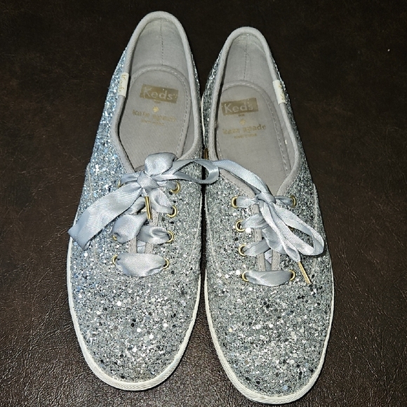 Kate Spade Keds Silver Glitter Sneakers Size 8 - Picture 8 of 13